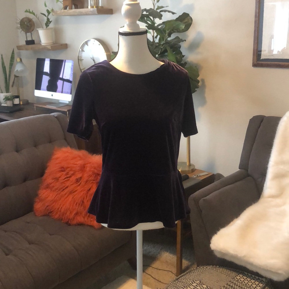 Banana Republic Purple Velvet Peplum Shirt